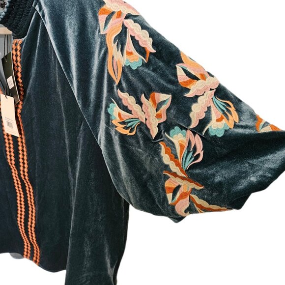 NWT THML Bridgette Top Velvet Embroidered Puff Sleeve XXXL - Picture 6 of 14